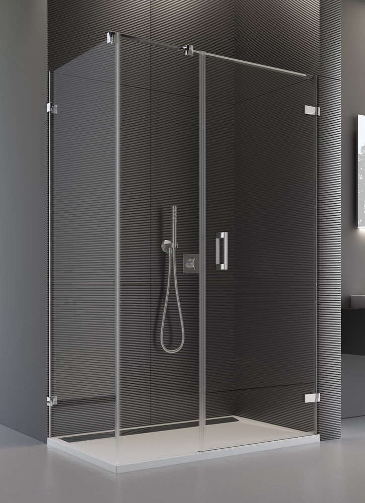 SanSwiss Pur PU31+PUDT3P Kabina Prysznicowa Prawa ze ścianką NA WYMIAR 160x100 cm Szkło Czyste (PU31DSM41007 + PURDT3SM41007)